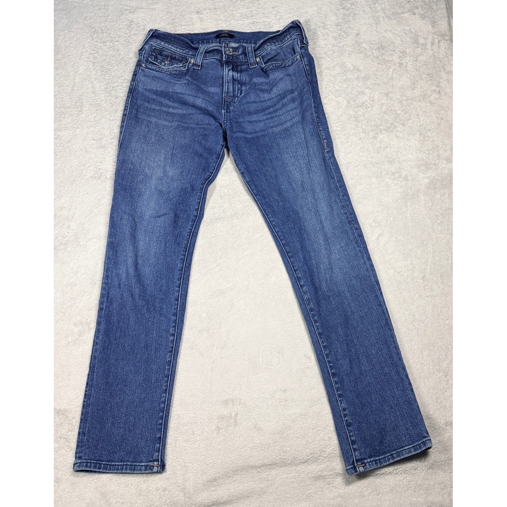 True Religion Rocco Relaxed Skinny Jeans Mens 32 Blue Medium Wash 107331